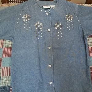 Vintage  Women  Button  Up Blue  Jean
